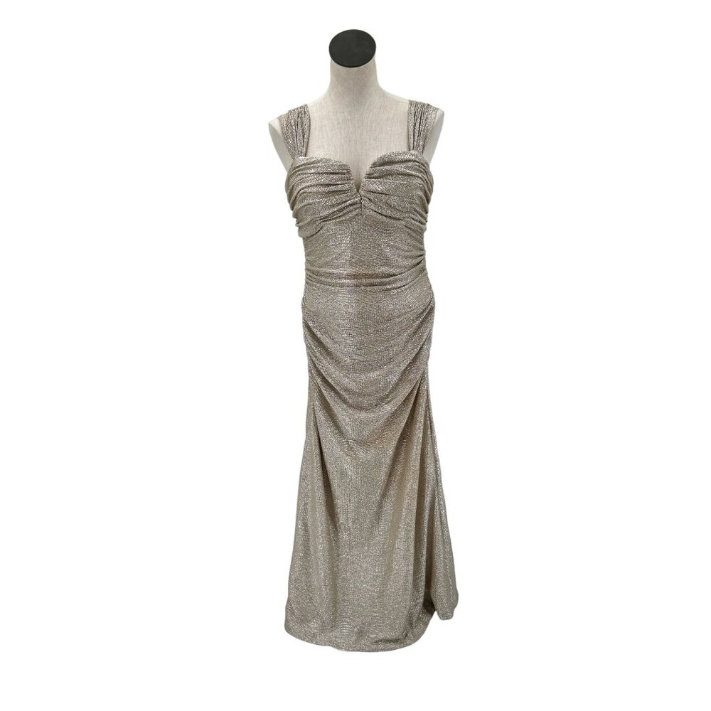 Hollywood Liquid Gold Y2K Hailey by Adrianna Papell Rusched Maxi Gown